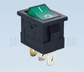 ON-OFF/SPST/6A 125VAC, 3A 250VAC, 15A 12VDC, подсветка 12VDC Переключатель 3 конт., 18х11, зеленый, с подсветкой, защелка (MIRS-101-2C3) 250В/3A