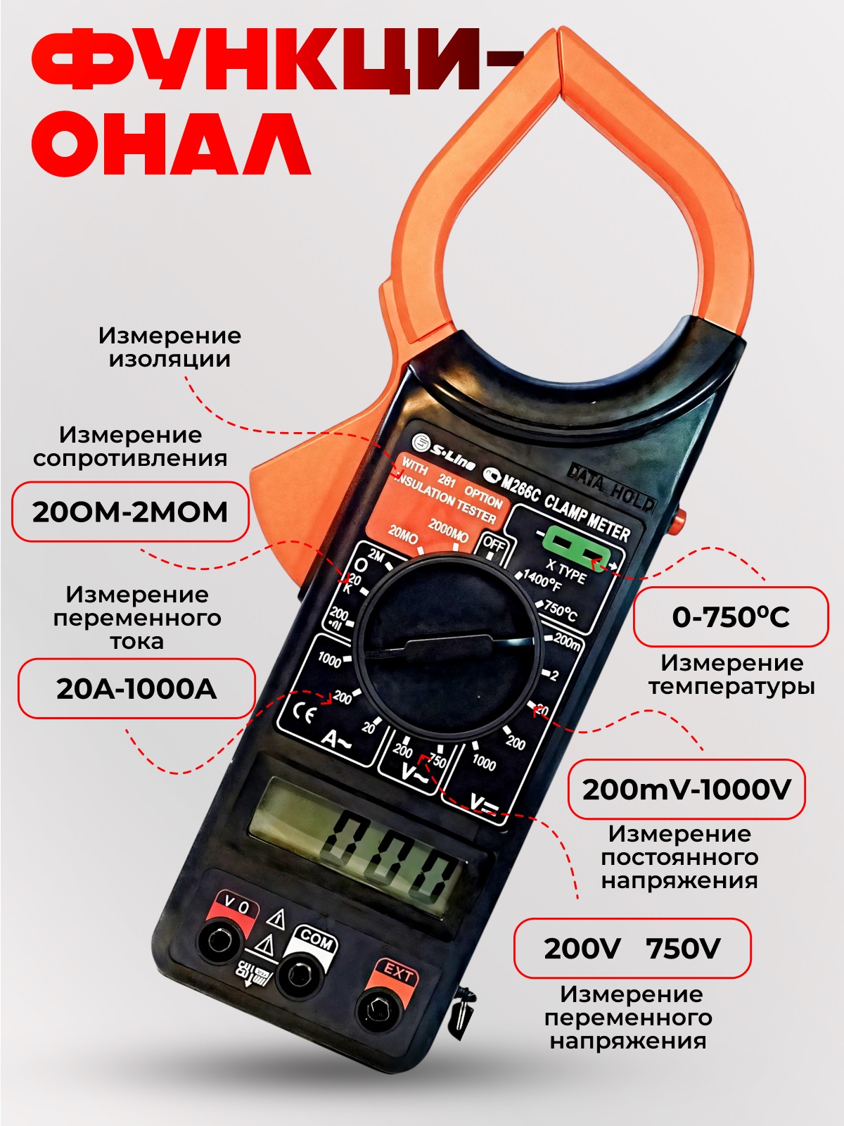 Токовые клещи S-Line (1000A AC)  M266C