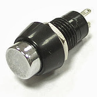 1A 250VAC, без фиксации, НР, 2конт, Dуст.отв.10мм, корпус черн., толкатель металлизир. , d=10, 2 ., ., . (PBS-20B)
