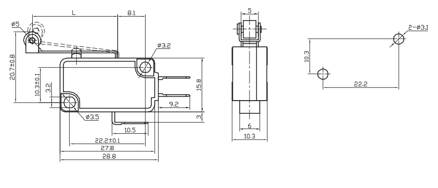 Микропереключатель MSW-03B (250B,5А)