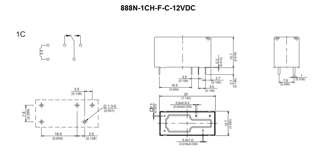  =12В 1п, 888N-1CH-F-C-12VDC