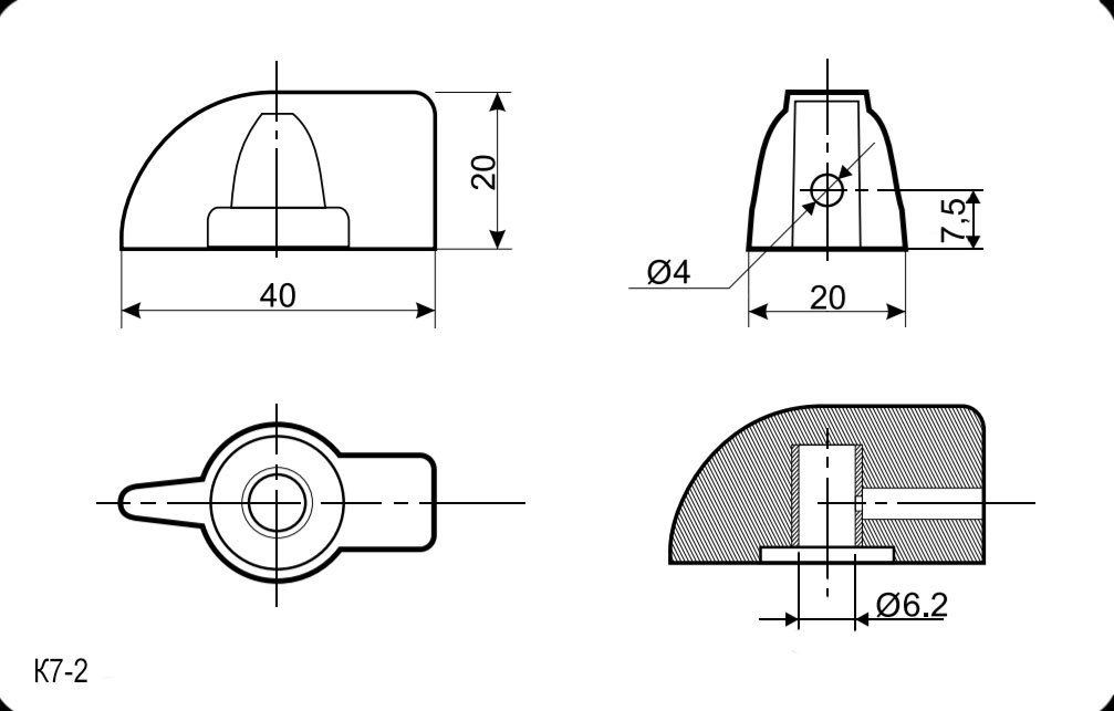 K7-2 :d=6.4 мм  (клювик bakelite)   40х20