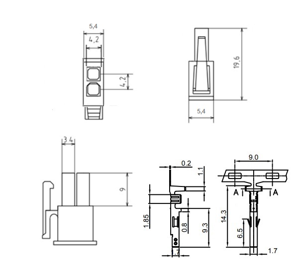 Mini-Fit  2 . ()   (MF-2F) (MF-2x1F) 