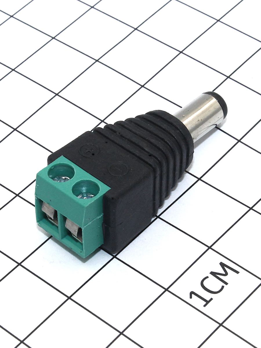 Разъем пит. штыревой 2,1х5,5 мм (м) с клеммной колодкой
