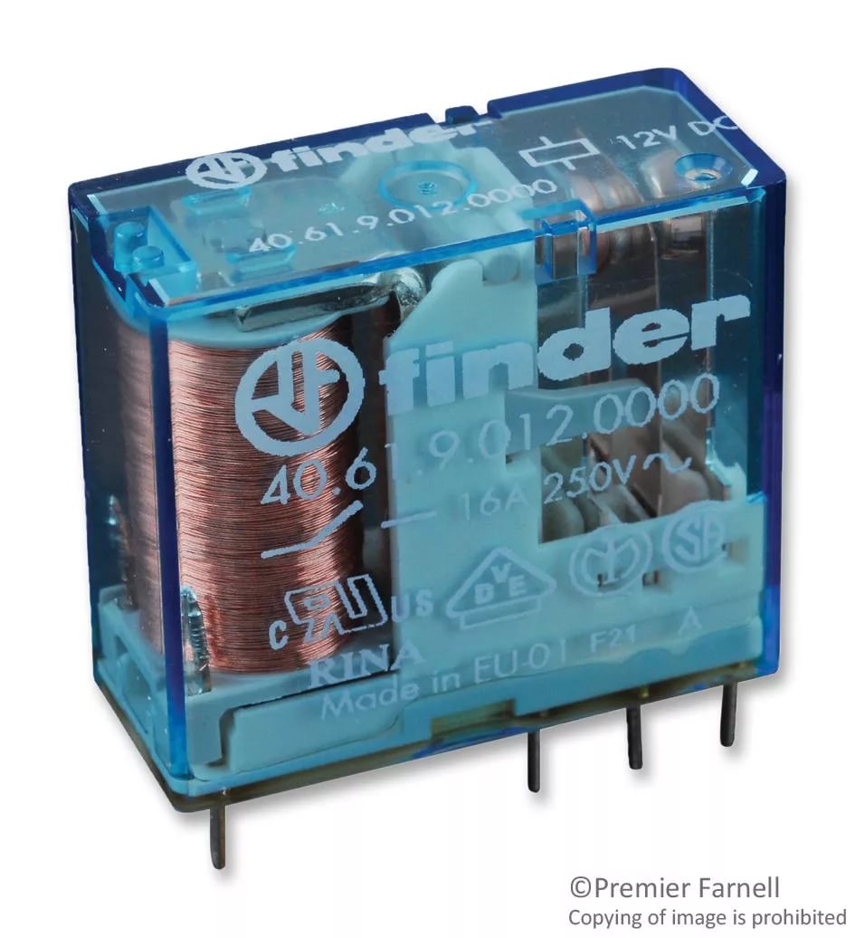 1гр.пер., 12VDC, 16А Finder- =12В 1пер. 40.61.9.012.0000