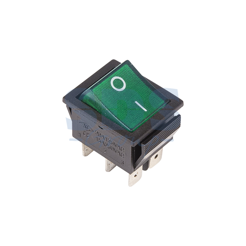 On-On Переключатель 6 конт., 28х22, зеленый, с подсветкой (36-2352) 250V/15A