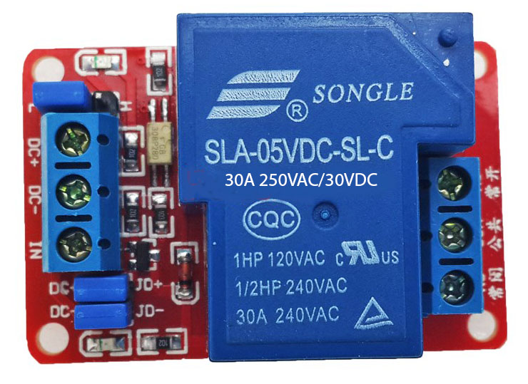SLA-05VDC-SL-A, управление 5В, максимальная нагрузка 30А(240В) KIT-Модуль исполнительного устройства для Arduino. 1 канал / - 30A