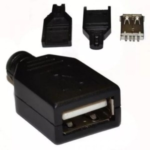 гнездо Разъем USB (м) на кабель, тип А (USBА) с корпусом