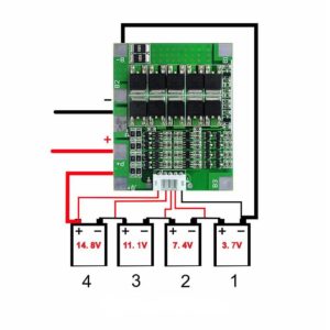 KIT-Плата контроллер защиты для Li-ion аккумуляторов 18650х4 (BMS 4S) (30А , с балансиром ) KIT-Плата контроллер защиты для Li-ion аккумуляторов 18650х4 (BMS 4S) (30А , с балансиром )