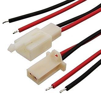 L-250mm Разъем питания 2 конт. (м+п) шаг 2,8 на проводе (1015 AWG20 RB)