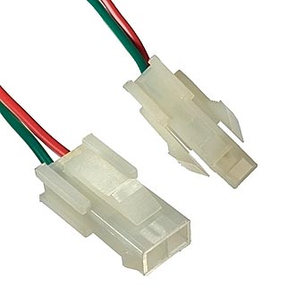 L-300mm Разъем питания 2 конт. (м+п) шаг 2,8 на проводе (MF-2x1M AWG20)
