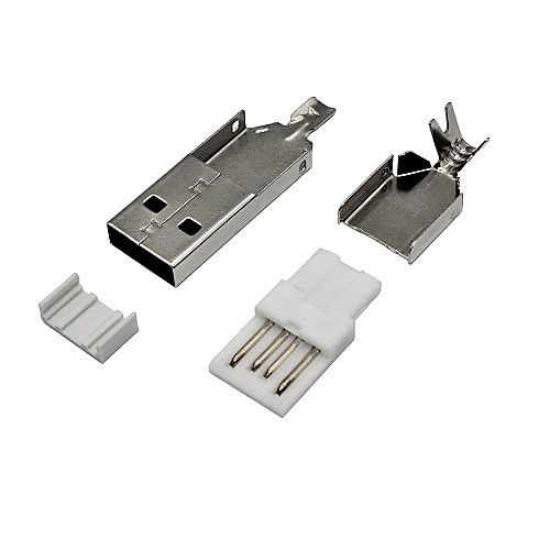 Разъем USB (п) на кабель, тип А (пайка), тип 1 (USBA-SP) Китай