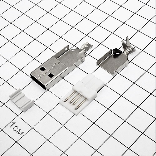 Разъем USB (п) на кабель, тип А (пайка), тип 1 (USBA-SP) Китай