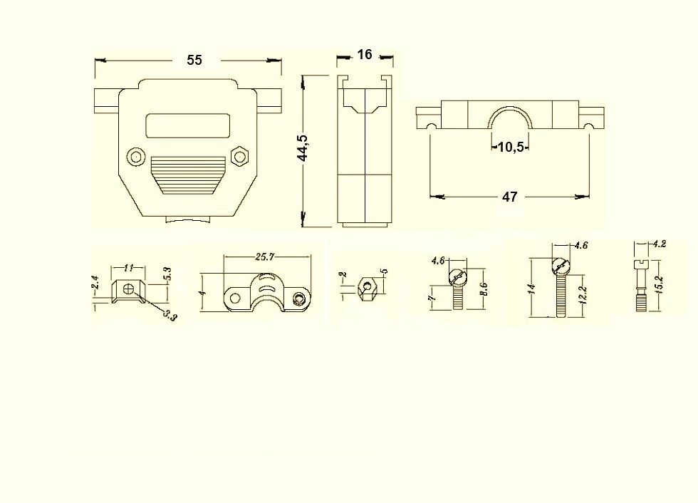 Корпус разъема 25 pin (DP-25C) серый Китай