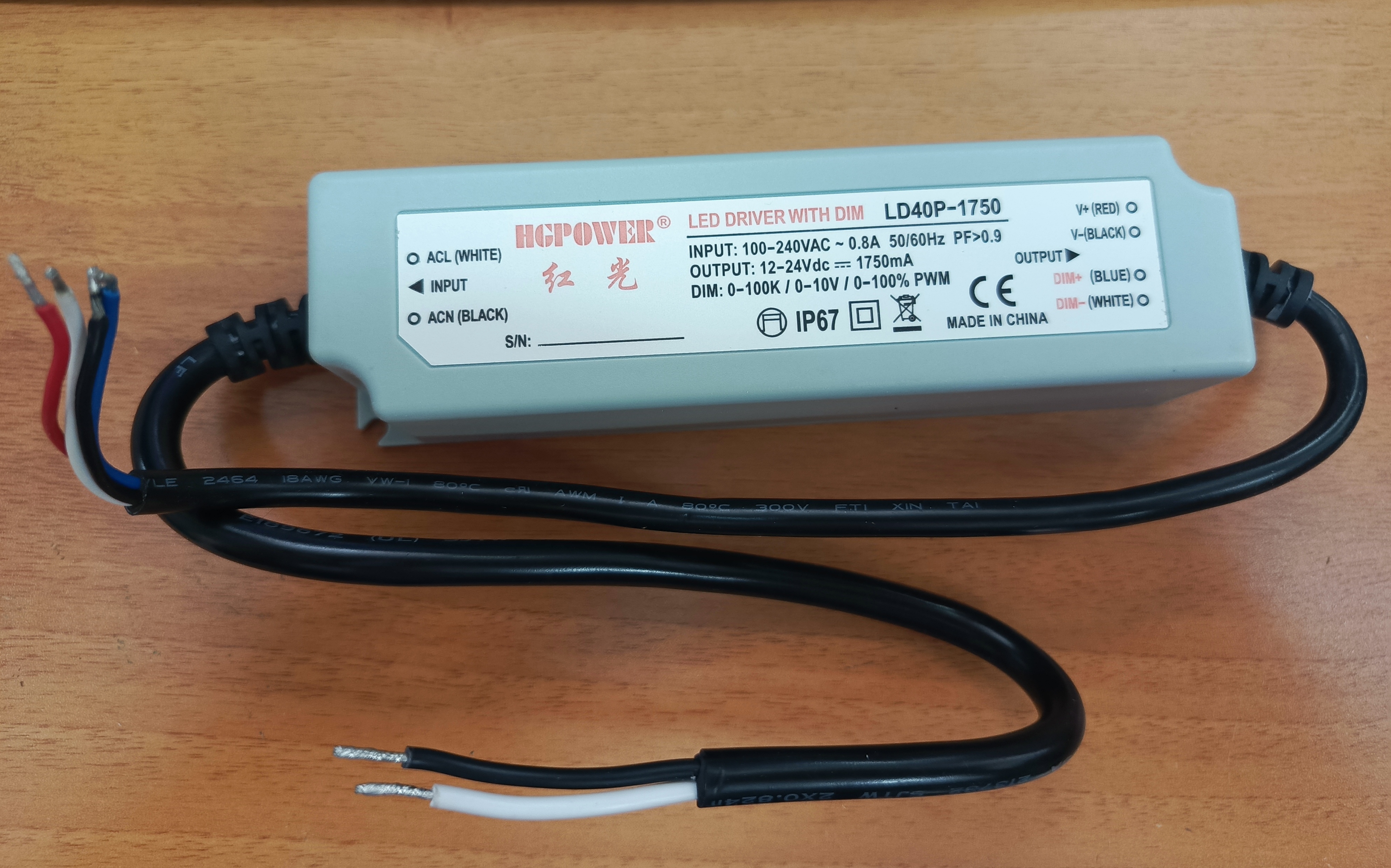 AC/DC-  LED 1750 40W 100240->1224V,  0-100% PWM (LD40P-1750)