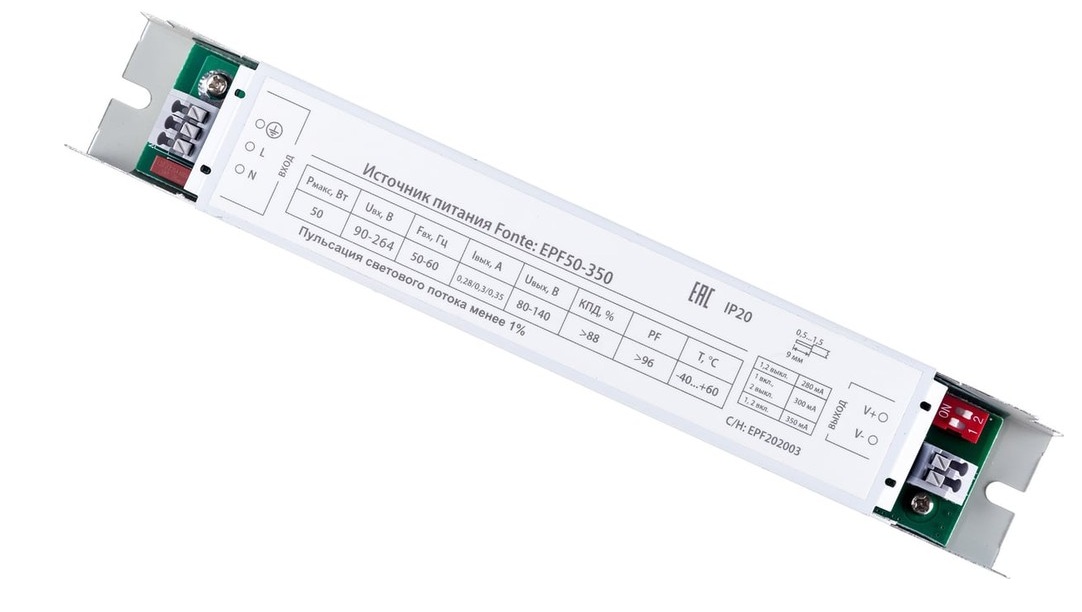 AC/DC-������� ��� LED 280/300/350��, 50��, 175-264->80-140V DC (FT-EPF50-350) Fonte