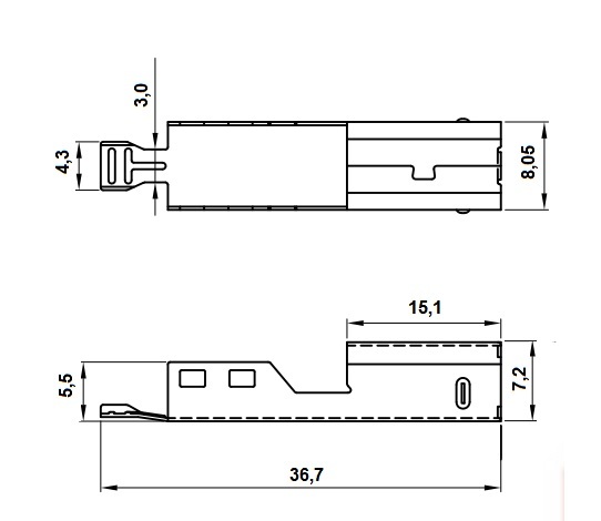 Разъем USB (п) на кабель, тип В (пайка) (USBB-SP)