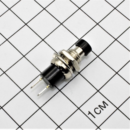Кнопка круглая, d= 7мм, 2 конт., черная, без фикс., HP (PSW-5-B) 220В/0,3А