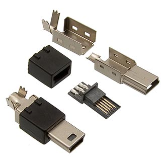 Разъем miniUSB (п) на кабель, 5 конт.пайка (MUBS-05PNO) (USB/M-SP)