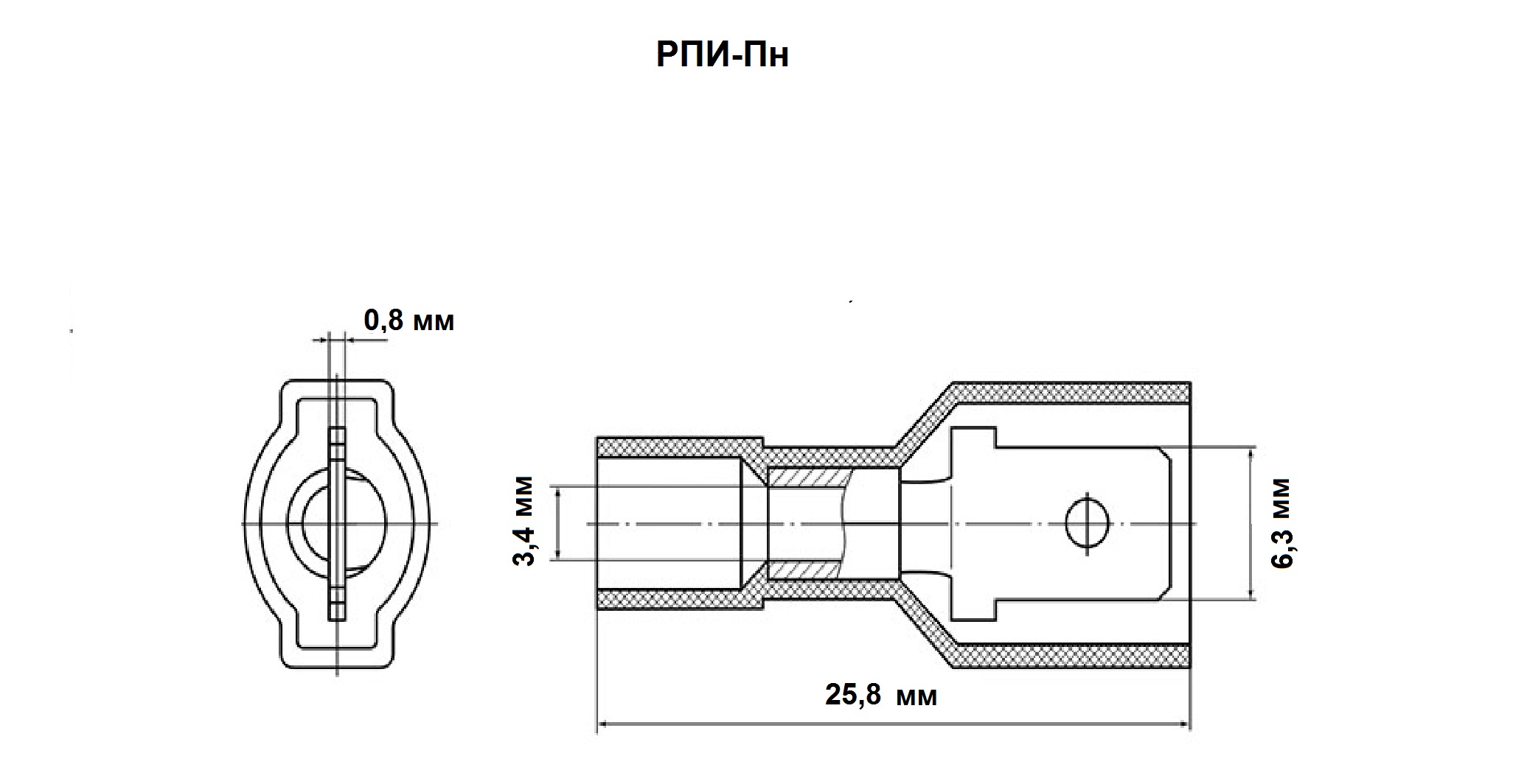 Клемма нож.авто (п) 6,3мм пров. 4,0-6,0 мм полн. изол. (TAI-5.5IM) (MDFNY5.5-250) (РПИ-П(н) 6,0-7-0,8) желтый