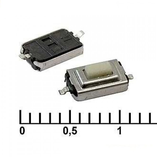 Кнопка тактовая SMD, 6х3,5х2,55 (KAN0441-0252B) белая