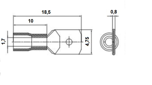 Клемма нож.авто (п) 4,8мм пров. 0,5-1,5мм. изол. (M1-4,8V/5) (РпИп 1,5-5-0,8) красн.