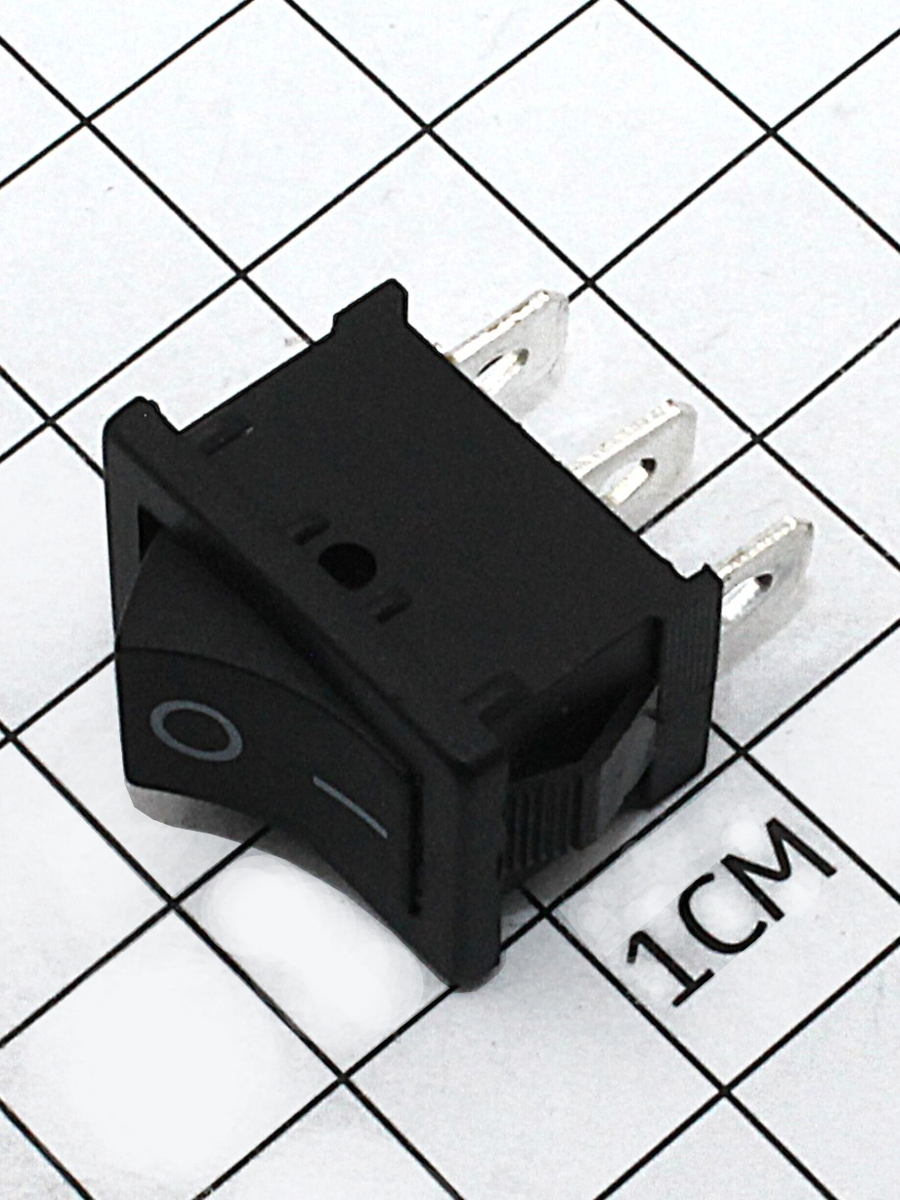 Переключатель 3 конт., 19х13, черный, защелка (MRS-102A-C3/KCD1-102-C3-B/3) 6A/250В