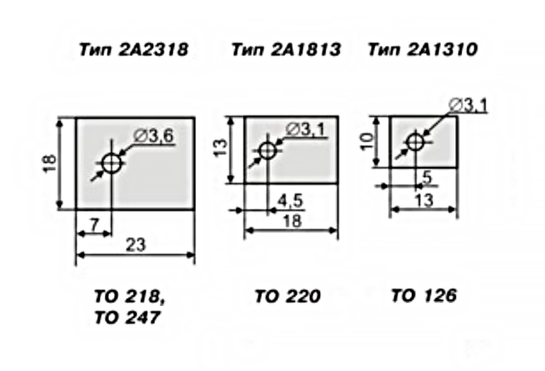 теплопровод.изолирующая подложка:2A1813  прямоуг. корп. КТ-28, TO-220