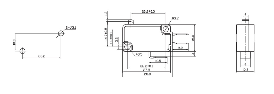 Микропереключатель MSW-01B (B180A) (250B, 5А)