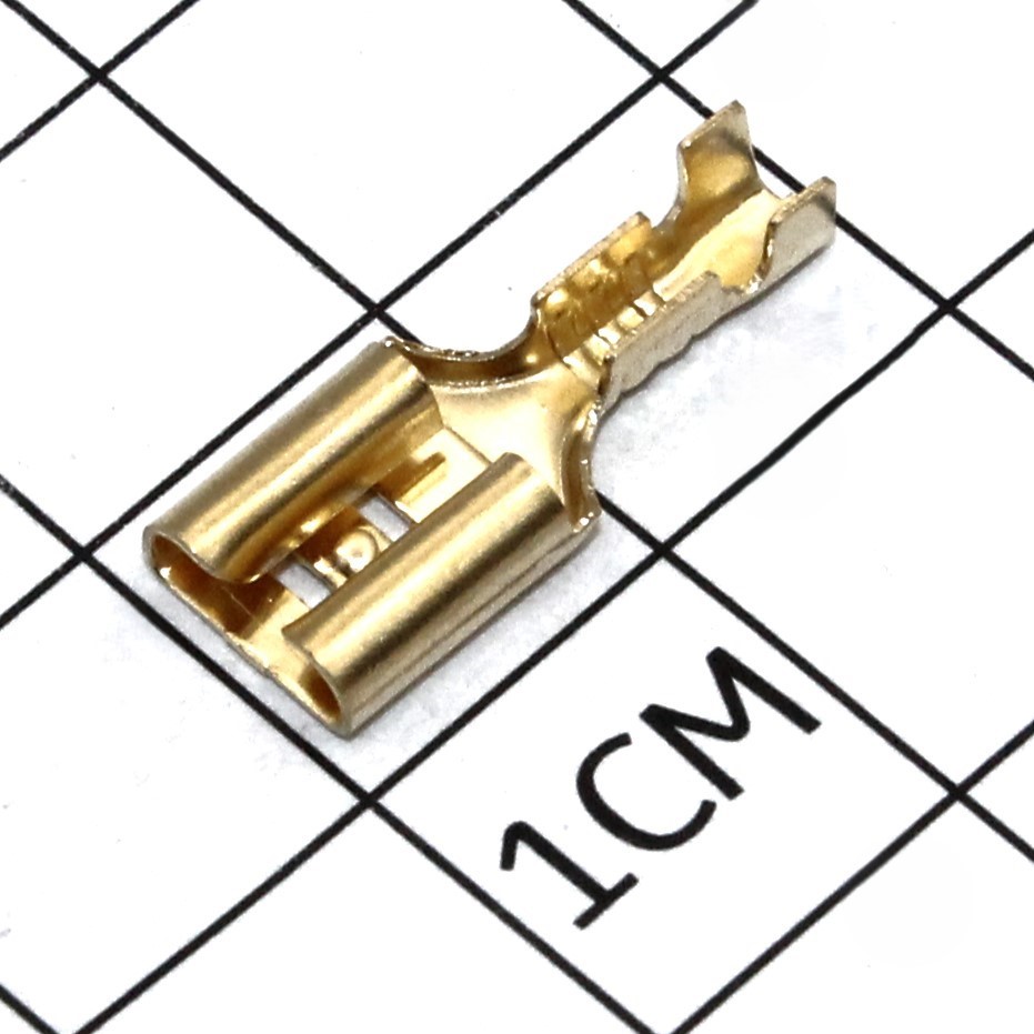 Клемма нож.авто (м) 6,3мм пров. 0,5-2,5мм без изол., латунь (DJ622-D6,3A)