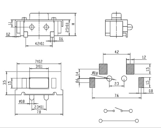 Кнопка тактовая SMD, 6х3,0х3,5 (IT-1188E)