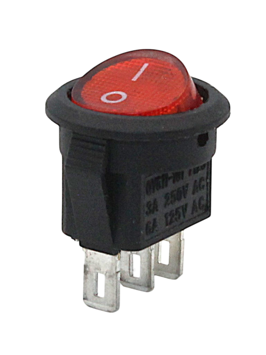 Переключатель круглый, 3 конт., красный, d=15 мм (KCD5-102-2- C3-R/3P)  220В/3А