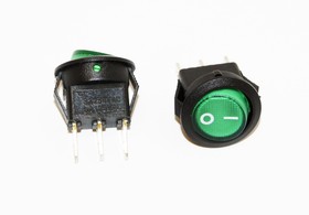 SPDT, On-On Переключатель круглый, 3 конт., зеленый (SMRS-102-2C3) 250В/3A