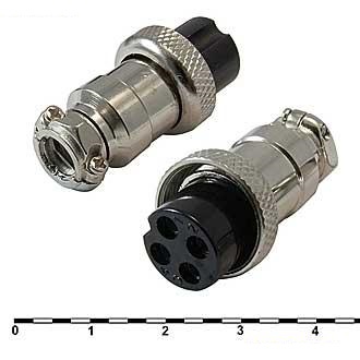 dконт. 2,45мм; GX16M-4A GX16 16M-4A роз.каб. 7А/150В